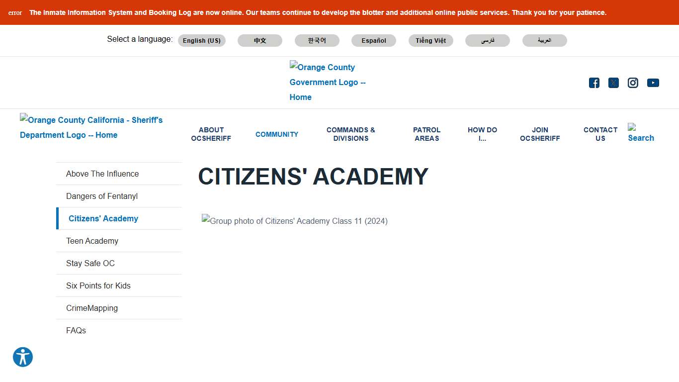 Citizens' Academy Orange County California - Sheriff's Department