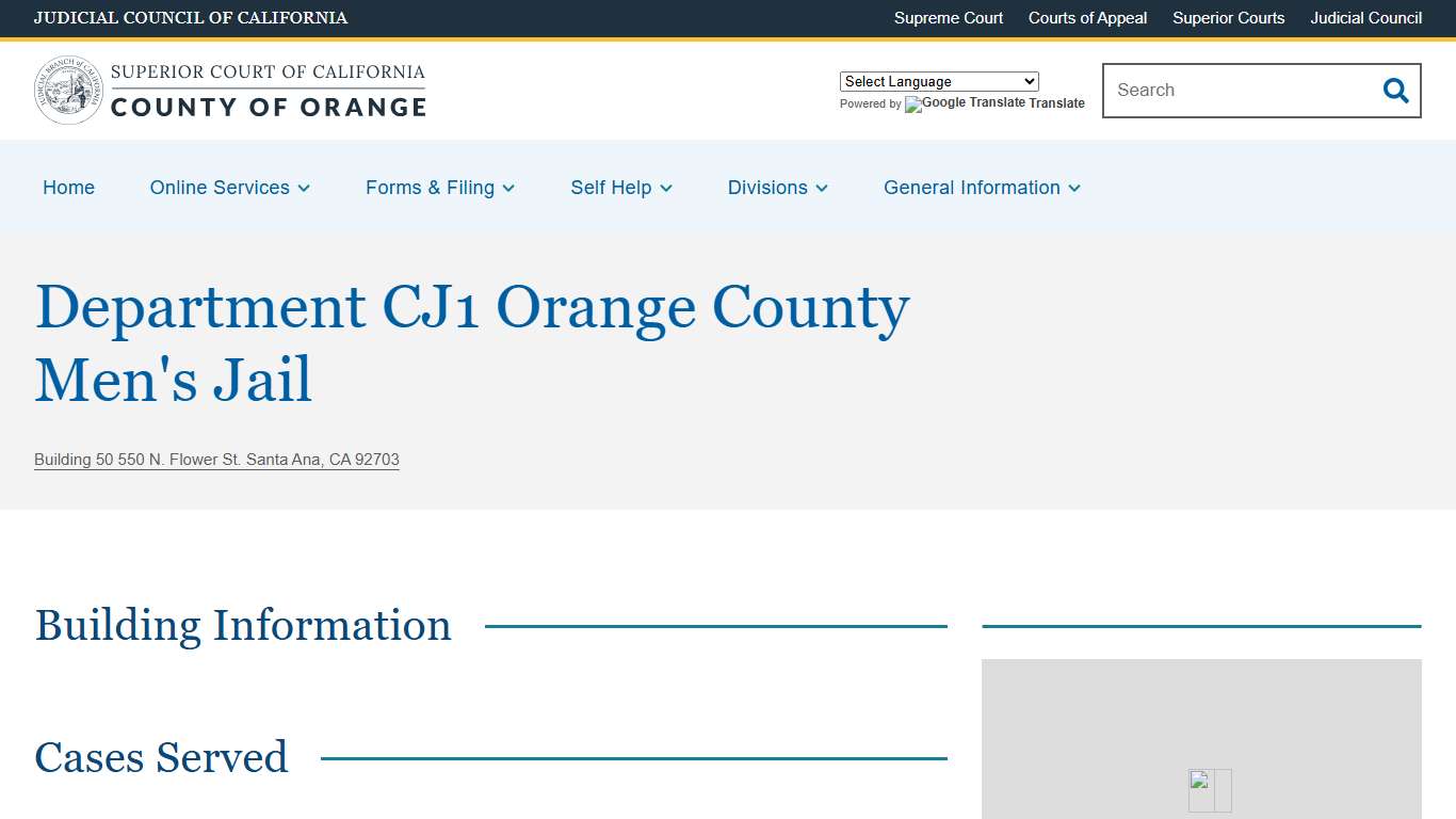 Department CJ1 Orange County Men's Jail Superior Court of California County of Orange